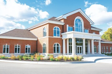 Obraz premium Facing brick wall with natural stone texture for architectural facade and exterior decoration