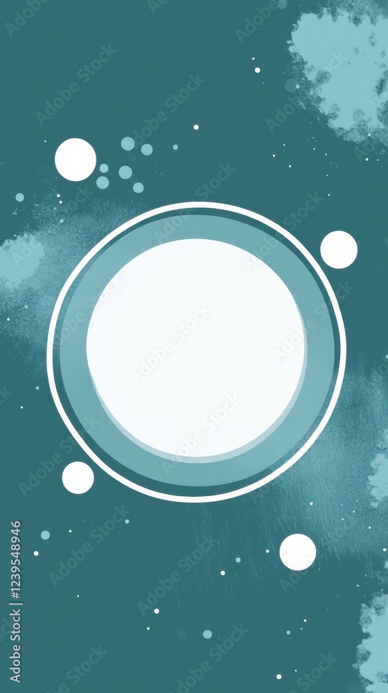 Aufkleber Abstract design featuring circular elements and blue green background with scattered dots and textures. Generative AI