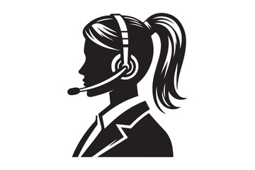call center agent in profile view silhouette logo