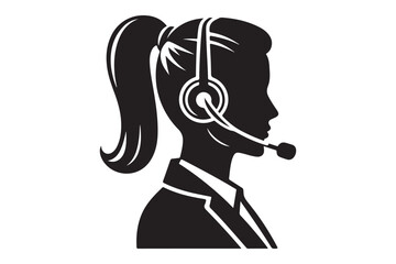 call center agent in profile view silhouette logo