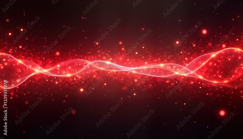 Aufkleber red energy wave design with glowing particles. dynamic, intense energy flow. abstract illustration. 