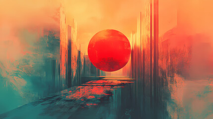 A distorted perspective capturing surrealist imagery and abstract dreamscapes. Unconventional Perspectives. Illustration