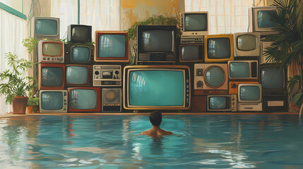 solitary man swimming televisions