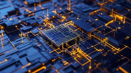 Obraz premium Intricate Circuitry: A Detailed View of Modern Computer Chip Technology