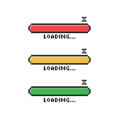 Pixel Loading Bar Set Vector Design.