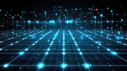 Naklejka premium Abstract Digital Network Grid Illumination