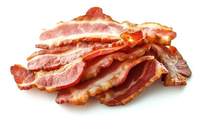 Obraz premium Slices of tasty fried bacon isolated on white