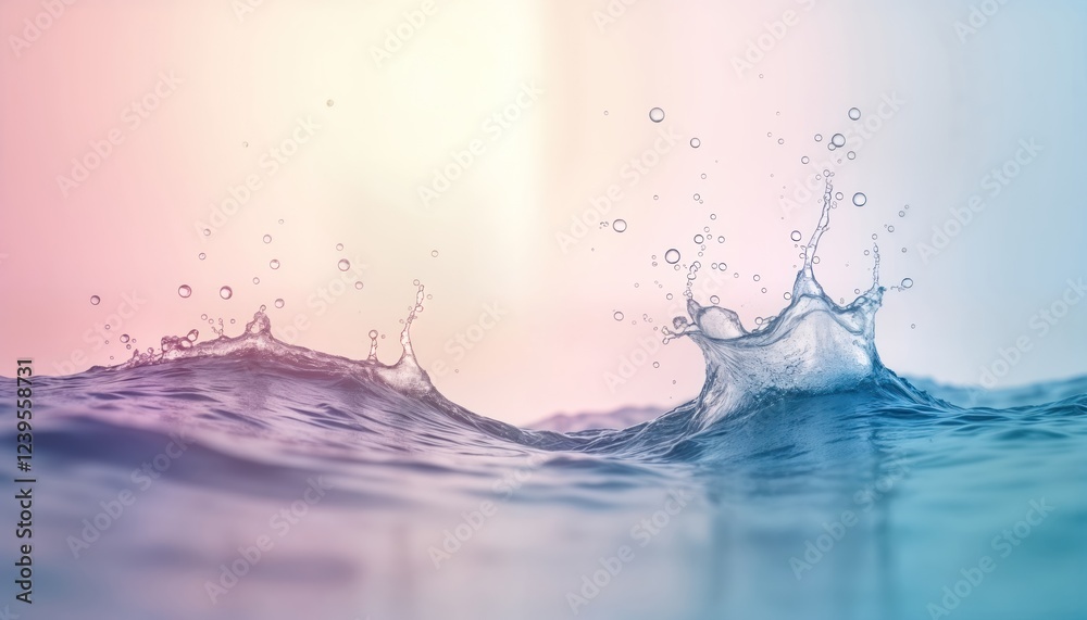 Aufkleber gentle wave cresting with frothy bubbles floats upwards against light gradient backdrop. clean water