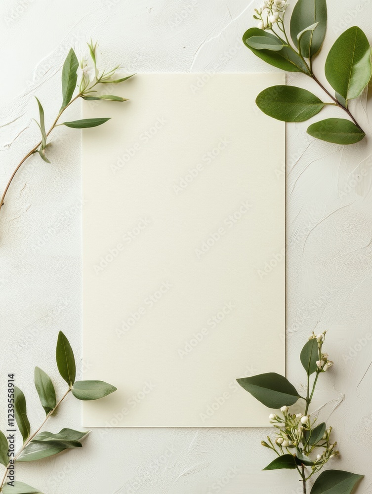 Aufkleber Natural elements surround a blank canvas on a textured surface for creative inspiration and design layout. Generative AI