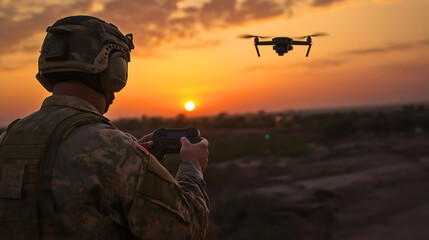 Modern Soldier Using Drone Technology for Aerial Reconnaissance and Surveillance in Military Operations