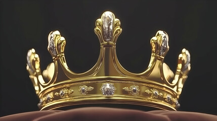 Golden Crown on Velvet, Regal Symbol, Dark Background, Royalty Concept, Leadership