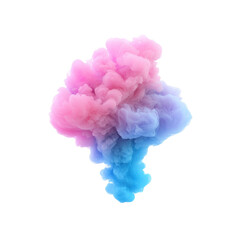 Colorful smoke burst in pink and blue on a transparent background, creative and artistic element for design projects.
