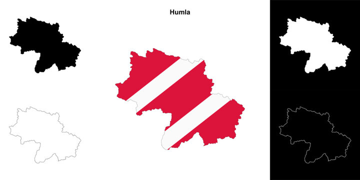 Humla district blank outline map set
