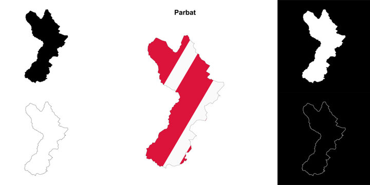 Parbat district blank outline map set
