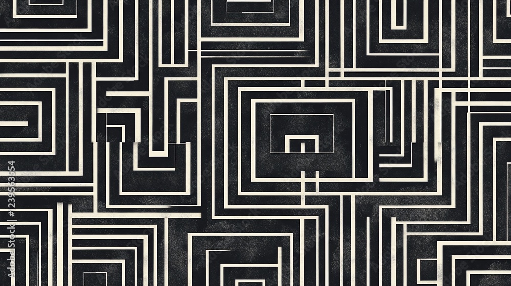 Poster abstract geometric pattern with interconnected lines and textured background