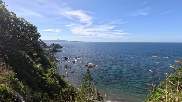 Matapouri Bay New Zealand Pan Right To Ocean View
