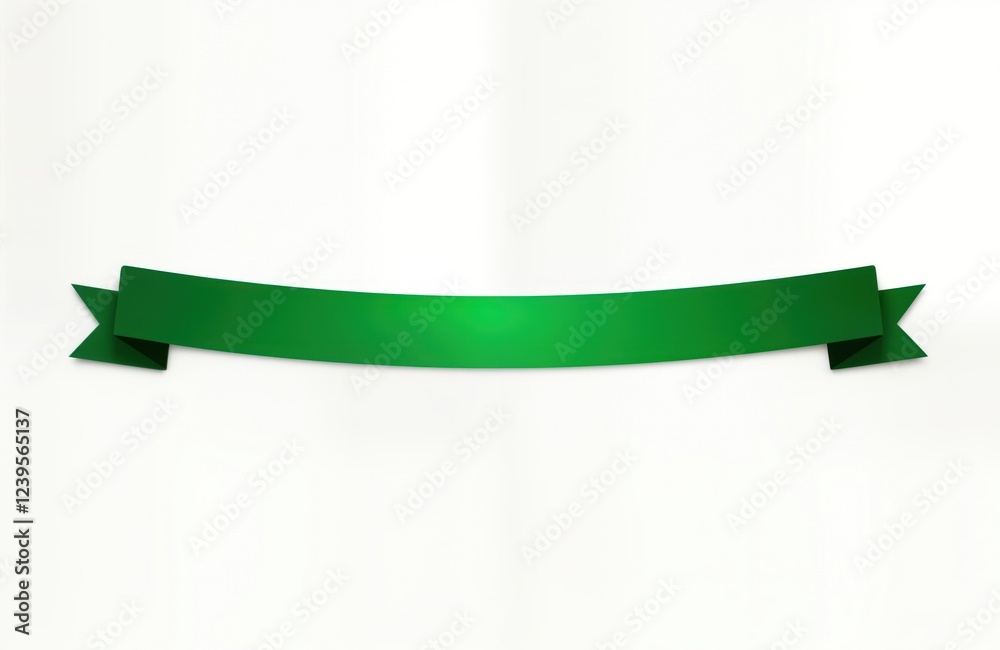 Poster green ribbon banner isolated on white background. blank ribbon template ideal for various design pur