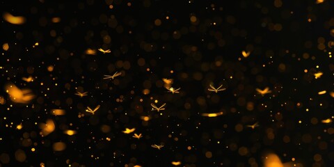 A pure black background featuring subtle, minimalist firefly glows, Random and sparkling layout