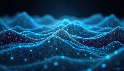 Digital radar visualization of terrain mapping. Tech concept with connected points showing network pattern. Abstract tech visualization of terrain data. Modern communication tech displayed on