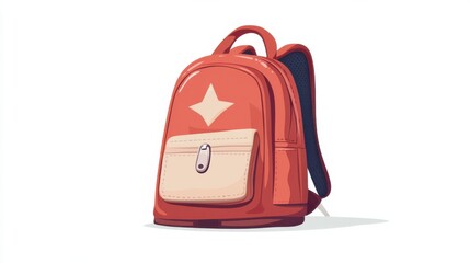 Colorful backpack with star design on white background