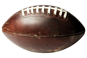 Vintage American football with detailed leather texture. With realistic stitching and aged wear. Isolated, AI generated.  .