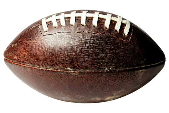 Vintage American football with detailed leather texture. With realistic stitching and aged wear. Isolated, AI generated.  .