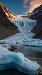 Glacial Serenity at Sunset