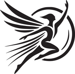 Fototapeta premium Bold High-Contrast Human Figure with Large Wings Silhouette Vector