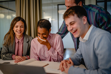 male director teach and help to his colleagues with new project