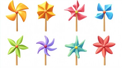 Obraz premium Vivid and Playful Pinwheels: A Collection of Vector Illustrations for Whimsical Designs