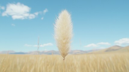 Obraz premium Pampas grass field, mountain backdrop, sunny day, nature scene, website banner