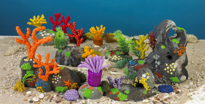 Arrecife de coral. Plastilina.