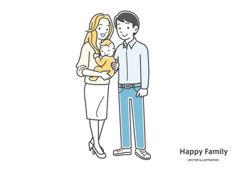 笑顔の仲良し家族イメージイラスト素材