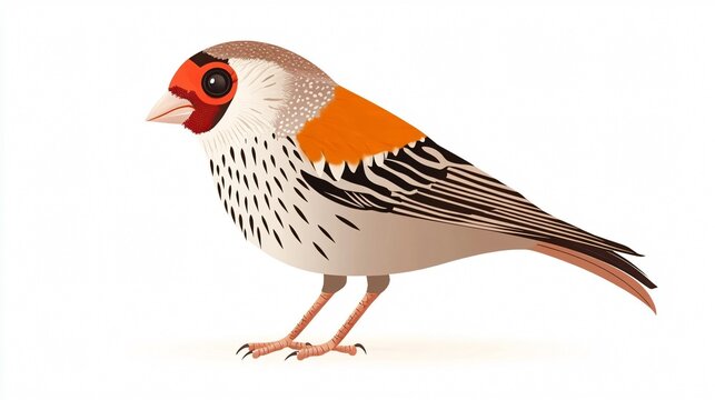 Zebra Finch Bird Standing Upright on White: A High-Quality Stock Photo for Your Design Needs