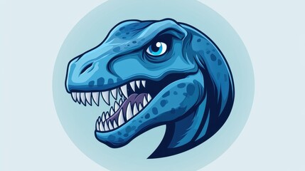 Handdrawn TRex head mascot features bold sports logo, set against a crisp, clean background for a striking visual impact.