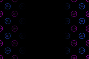 Health and safety symbols displayed on a dark background indicating age restriction