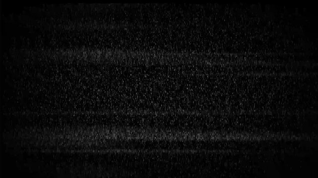 Tv screen noise grainy footage overlay. Old TV Glitch Disturbances on a Black Background. Analog Static Noise texture overlay. VHS Glitch. Bad TV signal. CRT transitions. Scan lines interference.