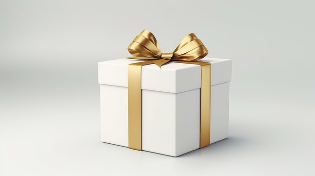 Elegant white gift boxes adorned with shimmering golden ribbons, perfect for adding a touch of luxury to any occasion.