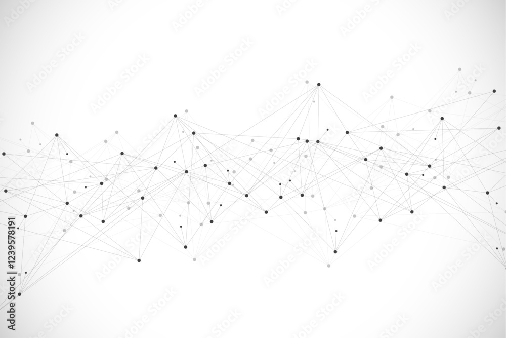 Fototapete Global network connection concept. Big data visualization. Social network communication in the global computer networks. Internet technology. Business. Science. Vector illustration