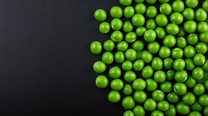 Fresh Green Peas on Black Surface, Bright and Vibrant Natural Vegetables for Culinary and Health Concepts