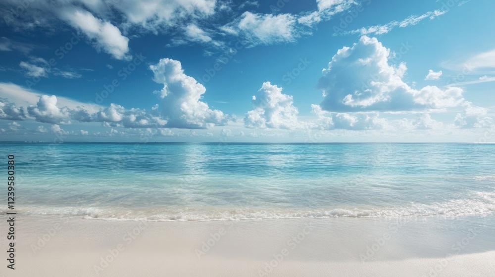 Leinwandbilder serene ocean view with soft waves and bright clouds on a clear day near the shoreline. generative ai