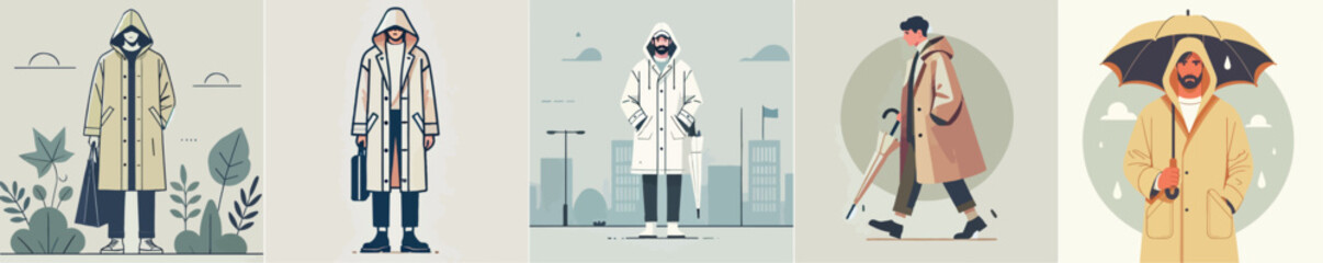 vector image of a man wearing a raincoat