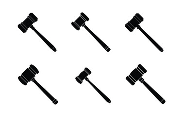 Simple Black and White Gavel Icons