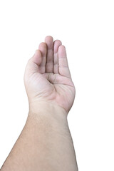 Isolated hand reaching upward against a pure black background for conceptual designs