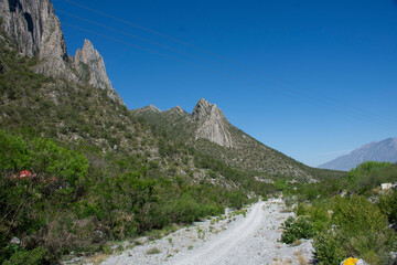 View of the Rocky Mountains in Potrero Chico Park in Monterrey Nuevo León, Mexico