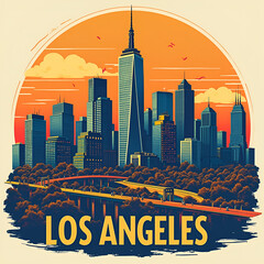 Naklejka premium Iconic Los Angeles Skyline