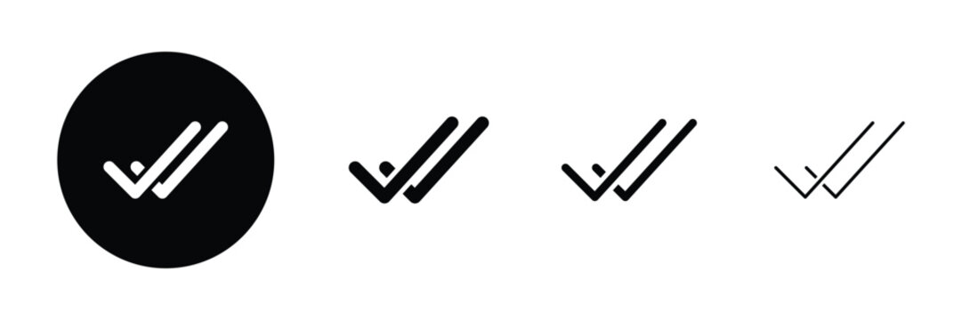 Set of double check icon collection. confirmation, approval, success symbol. Vector Illustration.