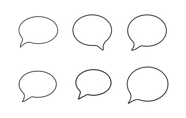 Simple Black Outline Speech Bubbles on White Background
