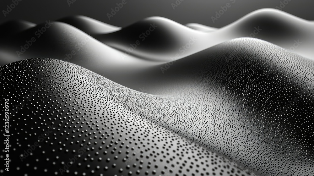 Poster abstract grayscale undulating surface with textured dots