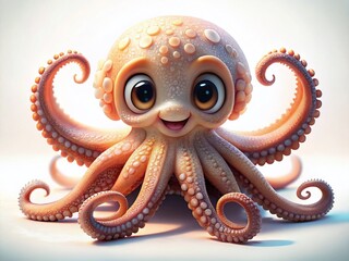 Adorable Octopus Isolated on White Background